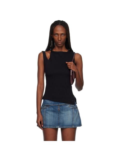 courrèges Black Oblique 90's Rib Tank Top