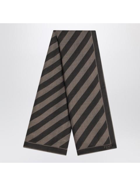 FENDI Fendi Tobacco/Brown Silk Striped Scarf Men