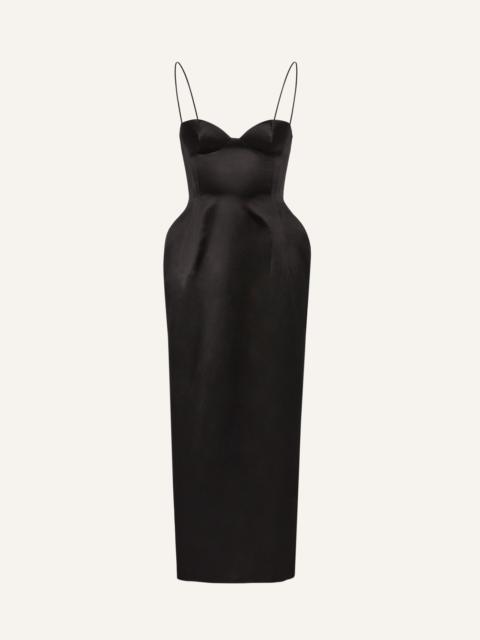 MAGDA BUTRYM Sweetheart silk hourglass midi dress in black