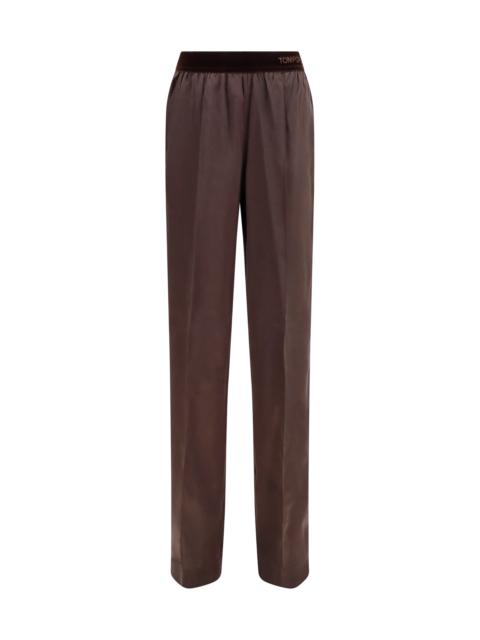 TOM FORD Tom Ford Stretch Silk Satin Pants Espresso