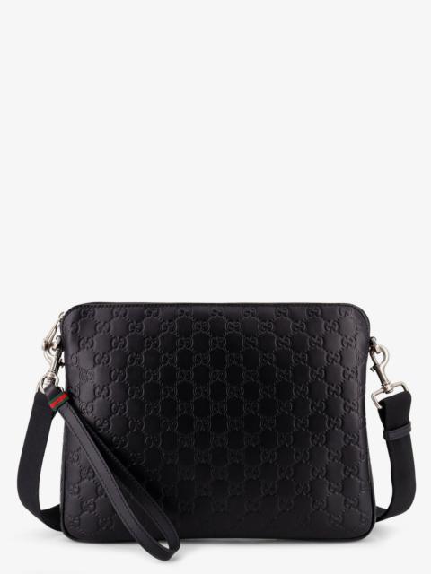 GUCCI Gucci Leather Gg Emblem Crossbody Bag With Embossed Gg Motif