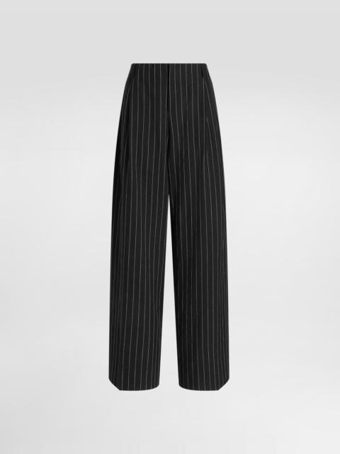 Dolce & Gabbana Pinstripe trousers in virgin wool and linen