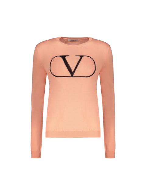 Valentino Valentino Womens Coral Wool Crewneck Sweater