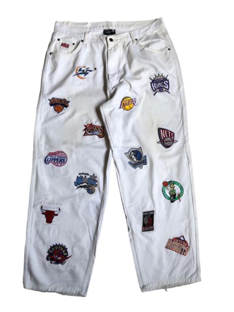 Other Designers Vintage UNK NBA patchwork all over logo denim pants