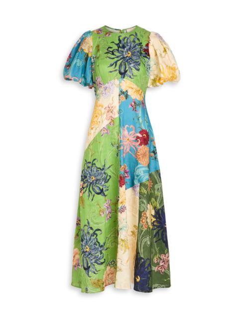 ALÉMAIS Alemais Avery Spliced Printed Flax Midi Dress