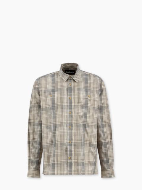 Barbour BARBOUR MAXWELL CHECKED PATCH RELAXED SHIRT GREY OLIVE