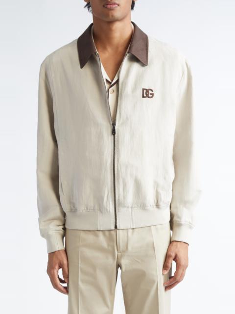 Dolce & Gabbana Dolce&Gabbana Logo Embroidered Linen & Silk Jacket in M0722 Beige Pastello at Nordstrom