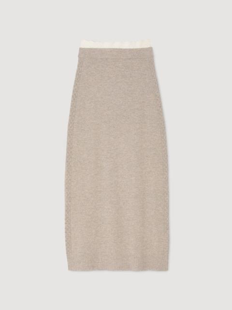 Sandro MAXI TWO-TONE KNIT SKIRT