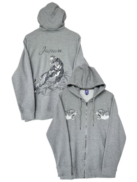 Other Designers Japanese Brand - Vintage Sukajan Tiger Embroidered Grey Zipup Hoodie