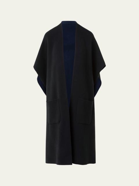 AKRIS Bicolor Cashmere Double-Face Knit Cape