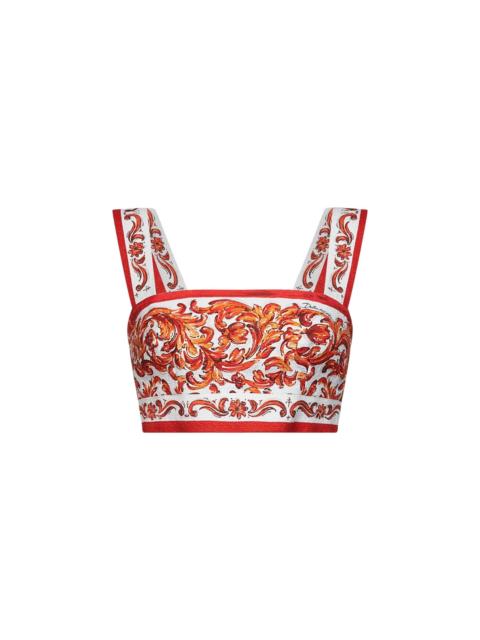 Dolce & Gabbana Dolce & Gabbana Women Orange Maiolica-Print Mat Bralette Top