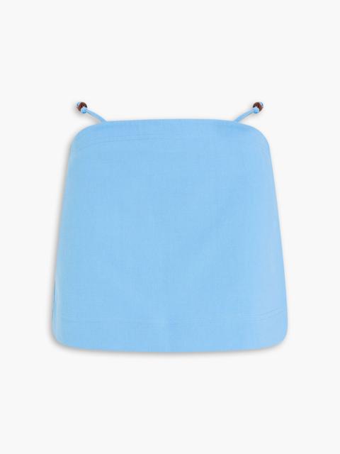 GANNI Bead-embellished cotton mini skirt