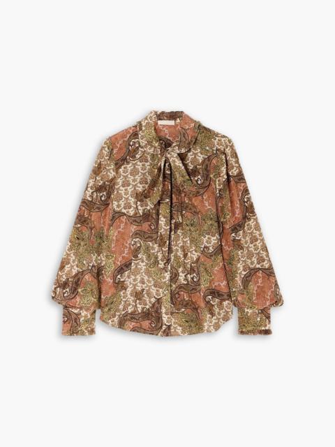ULLA JOHNSON Vedra pussy-bow printed silk crepe de chine blouse