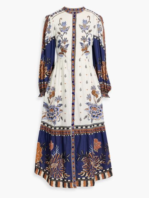 FARM RIO Printed voile midi dress