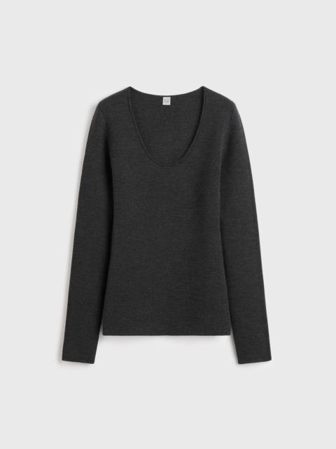 TOTEME Compact knit top charcoal