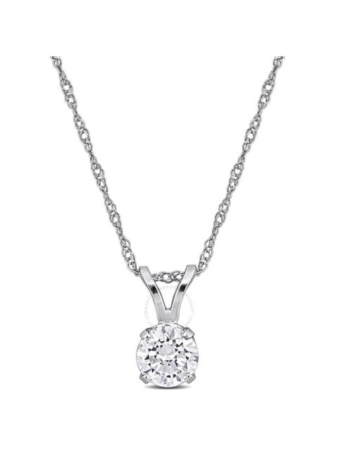 Created Forever - Created Forever 1/2ct TW Lab-Grown Diamond Solitaire Pendant with Chain in 14k White Gold - 17 in