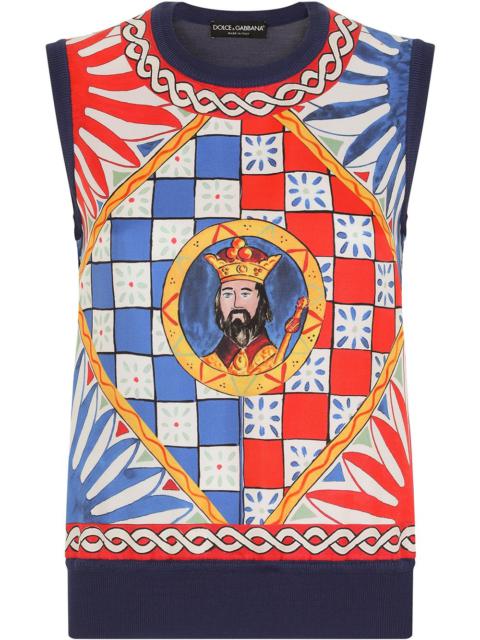 Dolce & Gabbana Carreto-print silk tank top