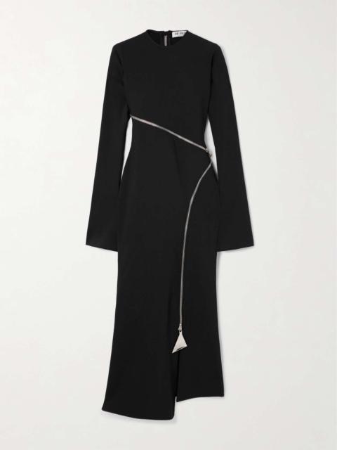 Zip-embellished stretch-crepe midi dress