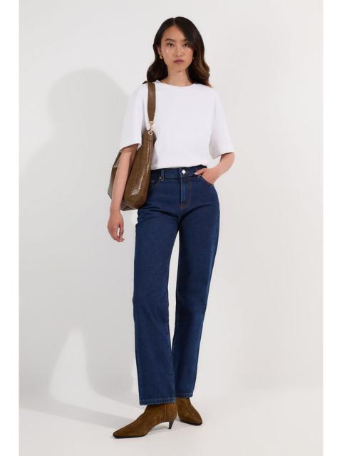 KAREN MILLEN Rigid Denim Mid Rise Straight Leg Jean