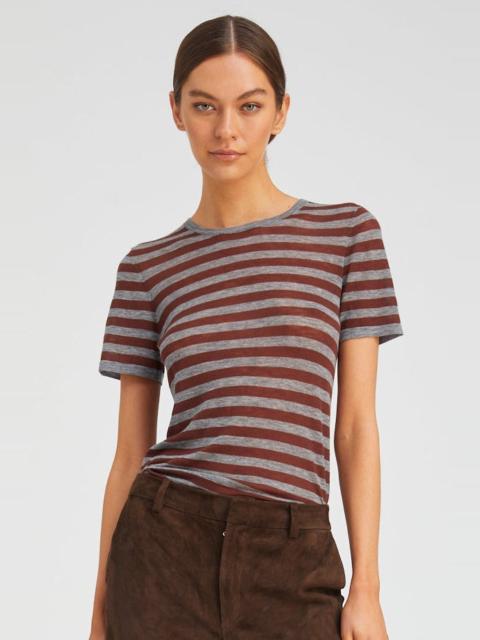 SPRWMN GREY STRIPED TISSUE CASHMERE CLASSIC TEE