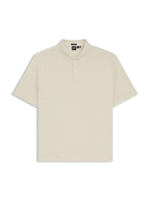 BOSS MONOGRAM-JACQUARD POLO SHIRT IN MERCERISED COTTON