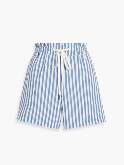 VERONICA BEARD Tijuana striped cotton-blend seersucker shorts