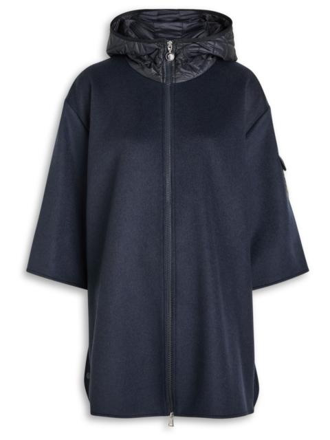 Moncler Moncler Hooded Shell and Wool-blend Cape Coat