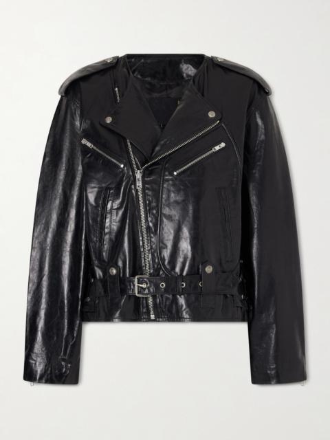 R13 Belted Embellished Leather Biker Jacket