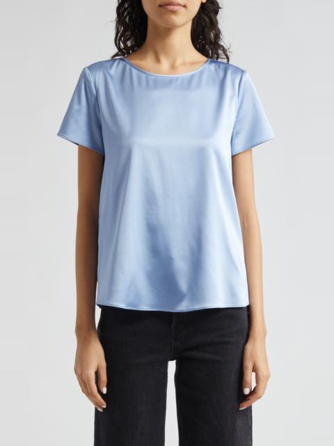 EMPORIO ARMANI Emporio Armani Silk Satin T-Shirt in Solid Light/Pastel Blue at Nordstrom