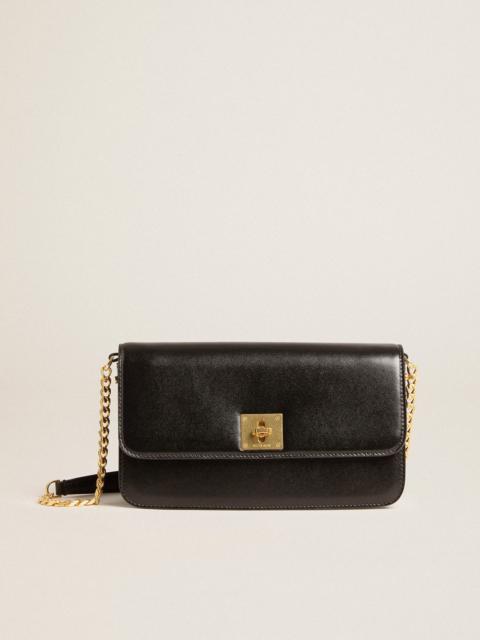 Golden Goose Gioia Bag in black boarded leather with gold details