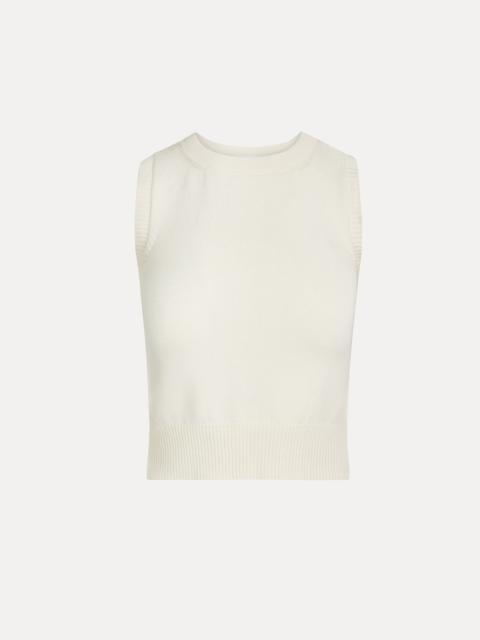 Oscar de la Renta PORCELAIN FLOWER GUIPURE INSERT TANK