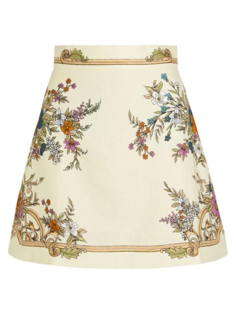 ALÉMAIS Alemais Antoinette Floral-print Linen Mini Skirt