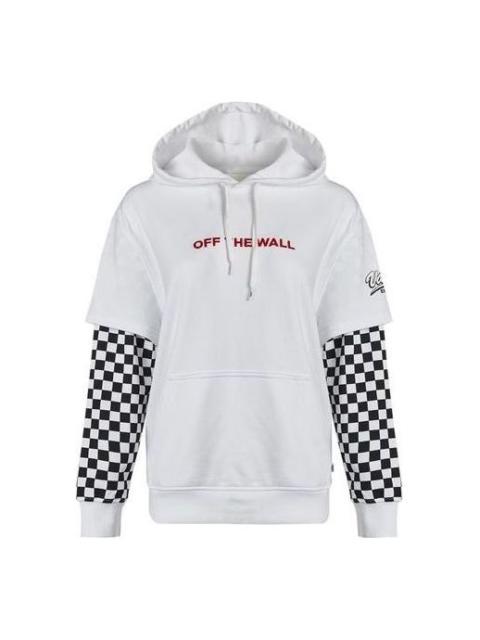 Vans (WMNS) Vans Logo Embroidered Checkerboard Print Hoodies 'White Black' VN0A4UTNWHT
