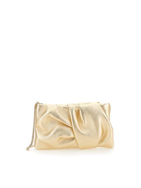 JIMMY CHOO Jimmy Choo Bonny Gold Tone Clutch With Shoulder Strap In Laminated Leather Woman