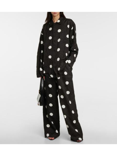 Balenciaga Homewear Oversized Polka-dot Jacquard Silk Pajama Shirt