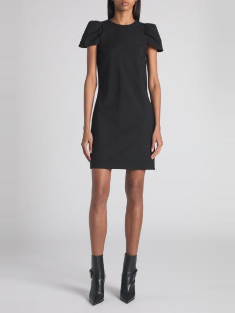 Alexander McQueen McQueen Puff Cap Sleeve Stretch Wool Minidress in Black at Nordstrom