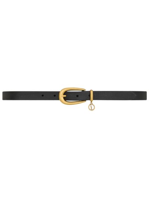 SAINT LAURENT Saint Laurent Women Cassandre Charm Elongated Buckle Thin Belt In Leather