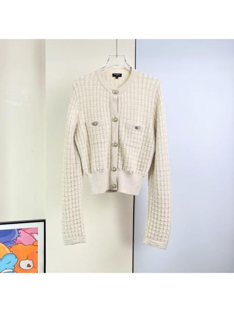 CHANEL Chanel 20B off-white knitted cardigan top