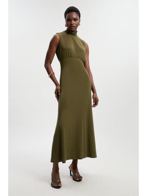 KAREN MILLEN High Neck Jersey Crepe Maxi Dress