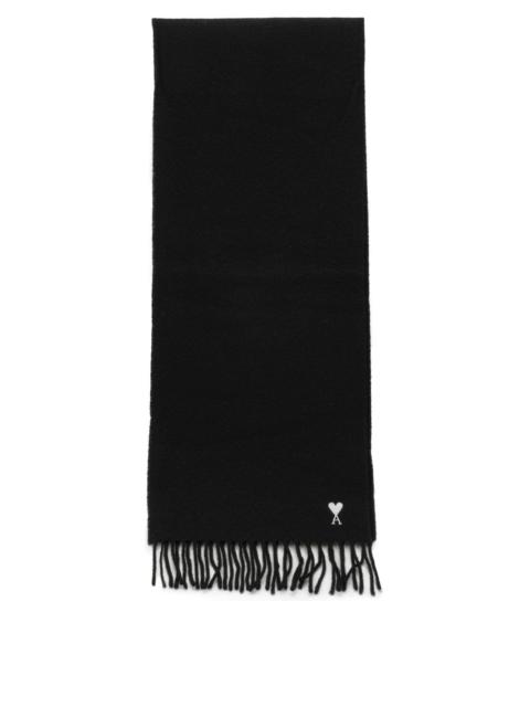 AMI Paris AMI Paris Ami De Coeur Fringed Scarf Black