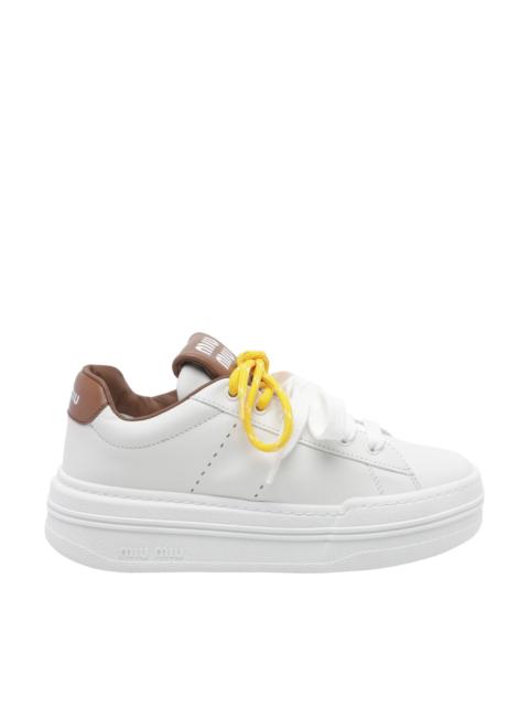 Miu Miu Miu Miu Women Logo Leather Sneakers