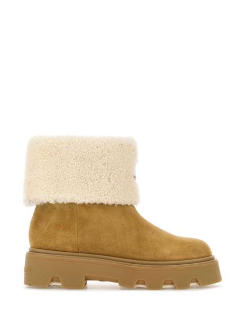 Moncler Moncler Women Camel Suede Aurea Ankle Boots