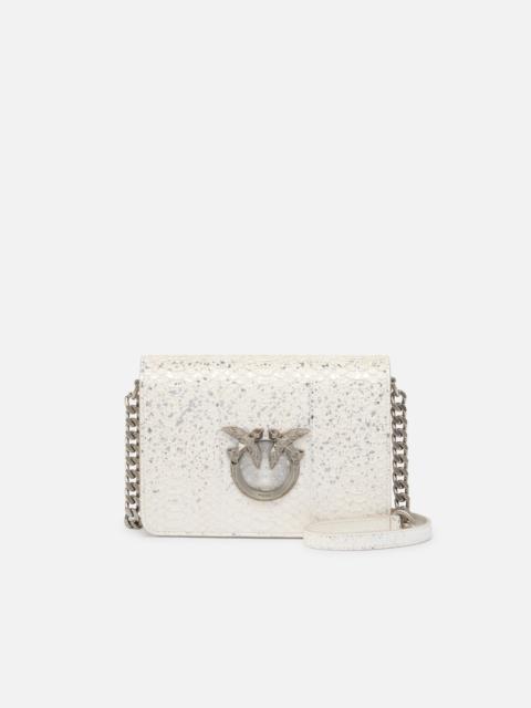 PINKO PINKO GALLERIA LOVE BAG MINI CROSSBODY BAG WITH LAMINATED REPTILE SKIN