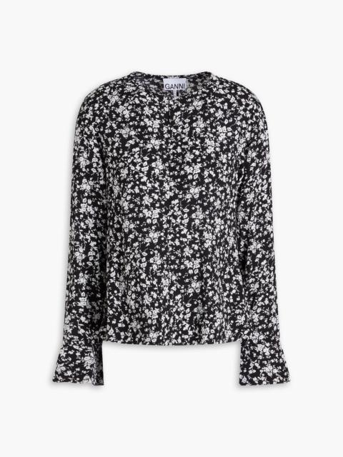 GANNI Floral-print EcoVero™-blend crepe blouse