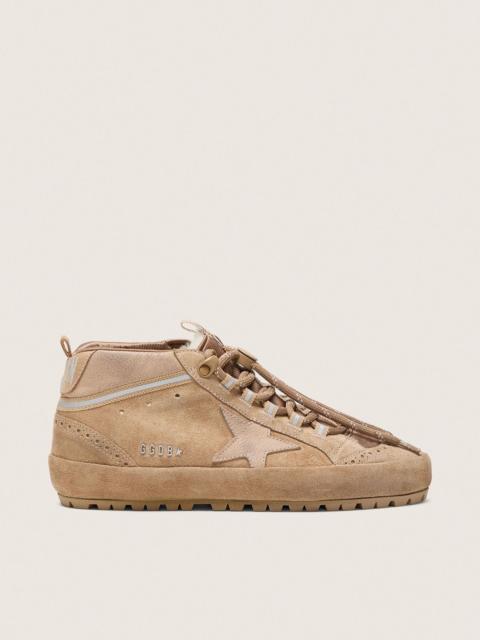 Golden Goose Women's Mid Star Ski in caramel suede with nubuck star and suede heel tab