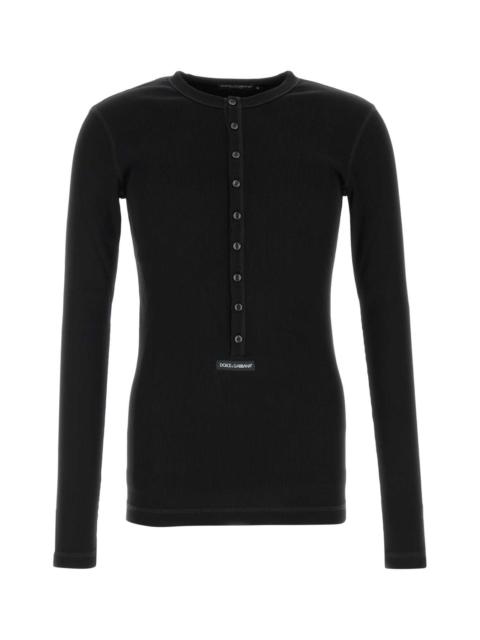 Dolce & Gabbana Dolce & Gabbana Men Black Cotton T-Shirt