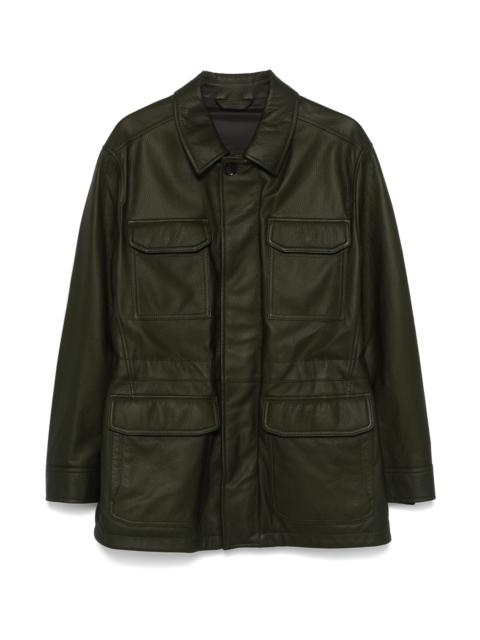 Brioni LEATHER SAHARIANA JACKET