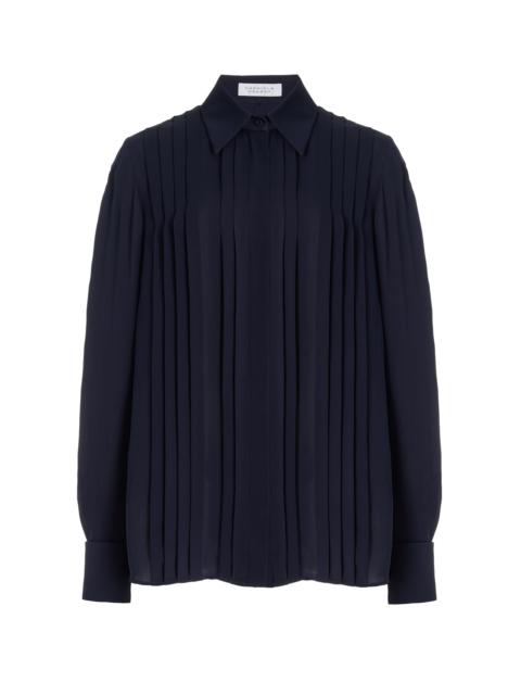 Aime Shirt in Dark Navy Silk Georgette Twill