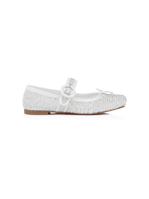 Christian Louboutin Mamastrapitina Crystal-Embellished Mesh Ballet Flats white