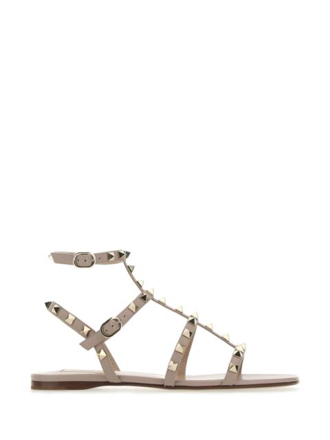 Valentino Garavani Women Antiqued Pink Leather Rockstud Sandals